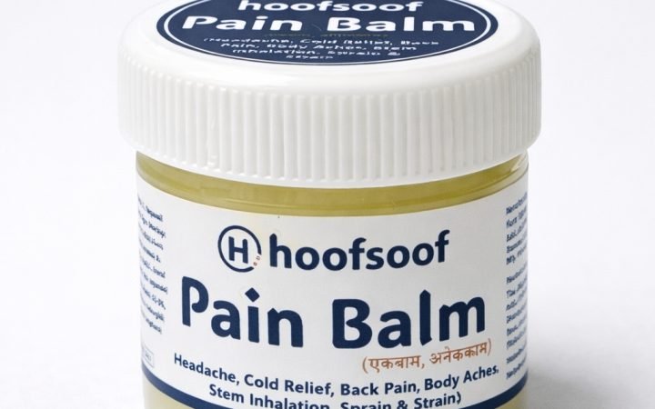 Hoofsoof Ayurvedic Pain Balm jar for fast relief from headache, muscle, joint and back pain
